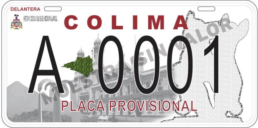 Placa provisional auto COLIMA